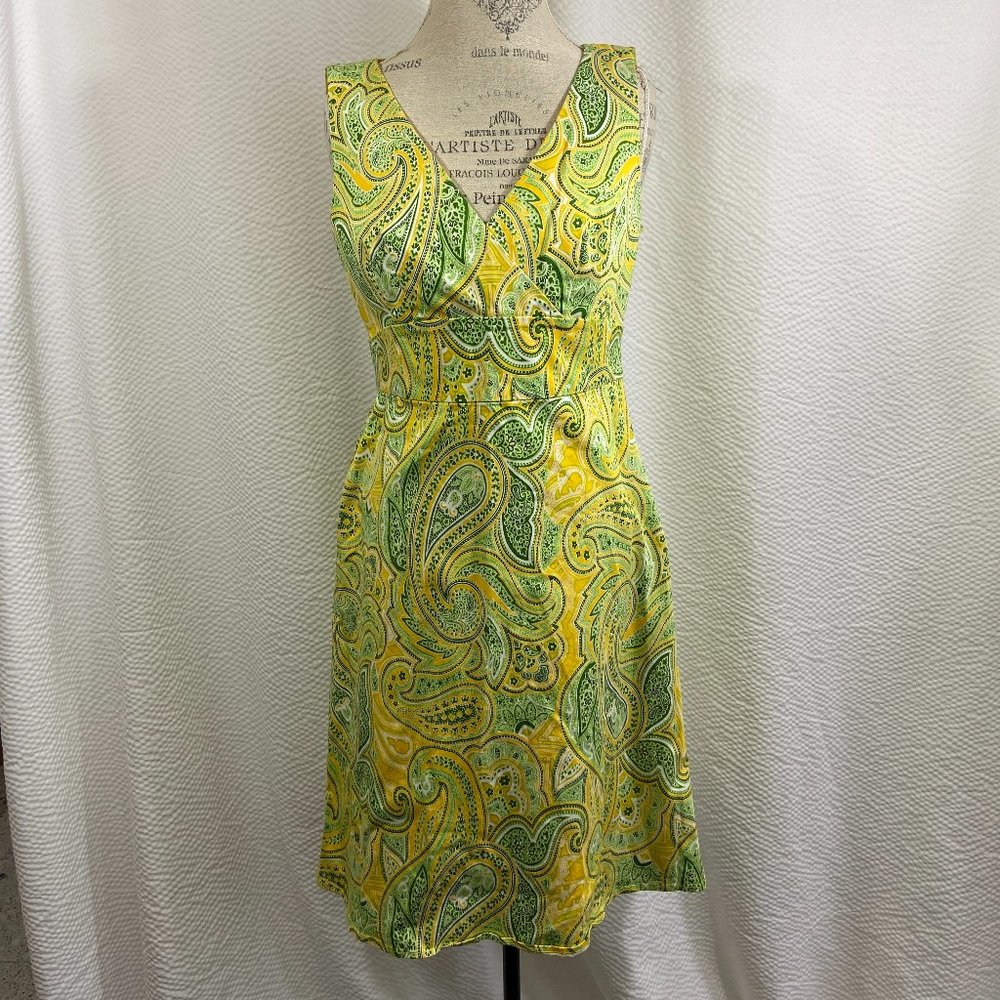 Spense Shift Dress Yellow Green paisley Print Summer attire